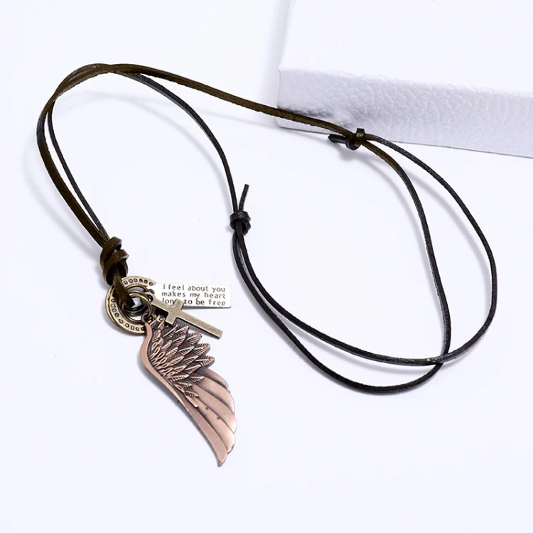 Personalized Angel Wings Pendant Adjustable Simple Long Necklace(Red Bronze) - Image 5