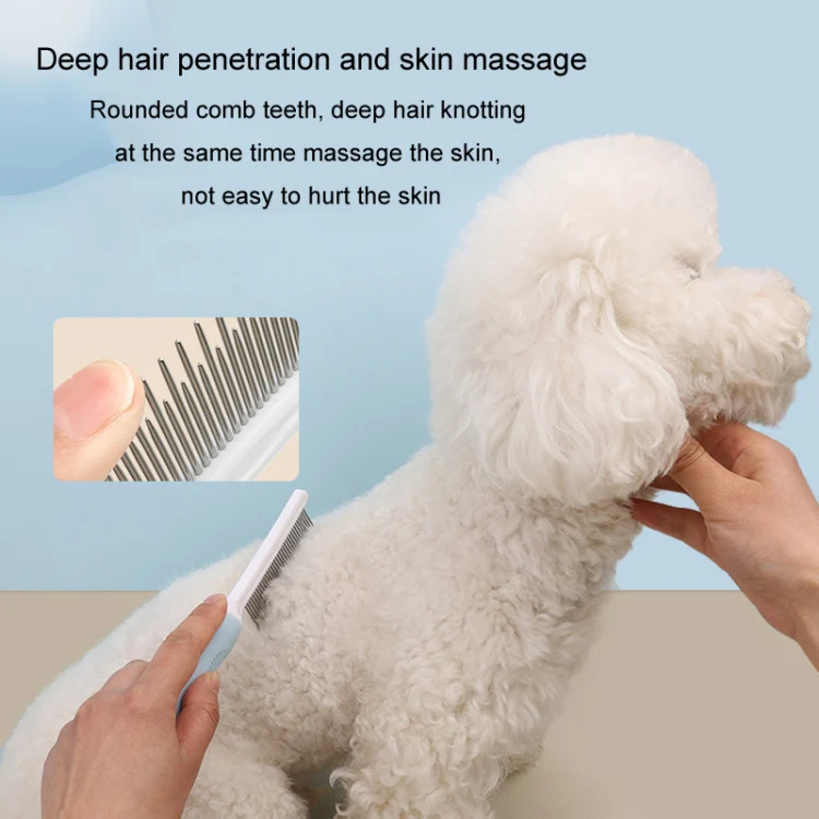 Pet Cats Grooming Needle Comb Dogs De-Floating Hair Cleaning Comb, Style: Long And Short Teeth (Blue) - Image 6