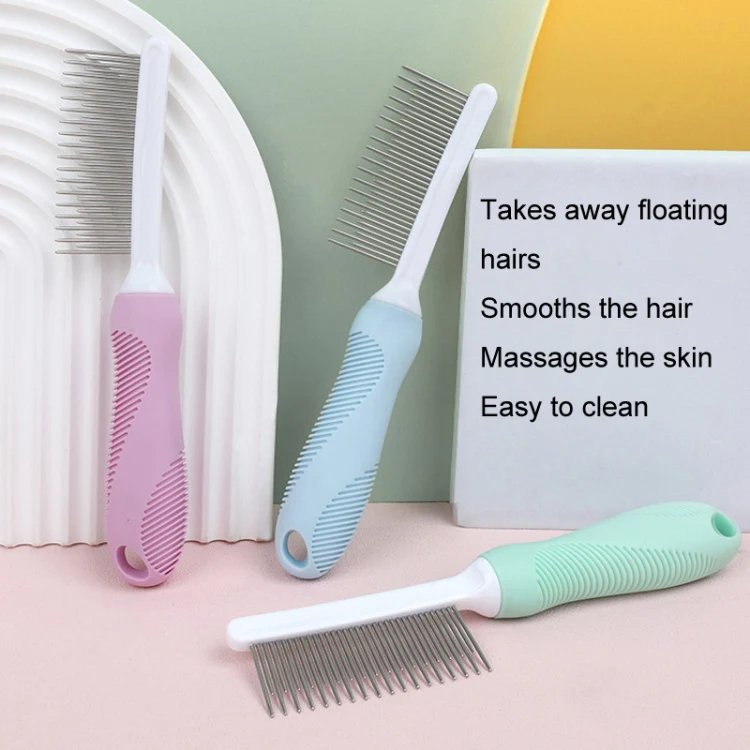 Pet Cats Grooming Needle Comb Dogs De-Floating Hair Cleaning Comb, Style: Sparse Teeth (Pink) - Image 3