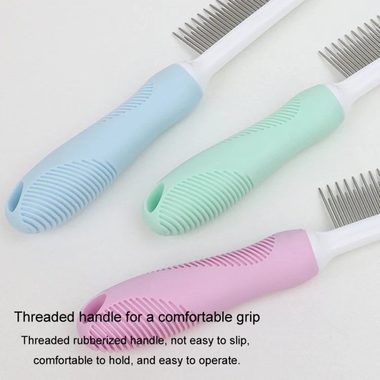 Pet Cats Grooming Needle Comb Dogs De-Floating Hair Cleaning Comb, Style: Thin Teeth (Blue) - Image 5