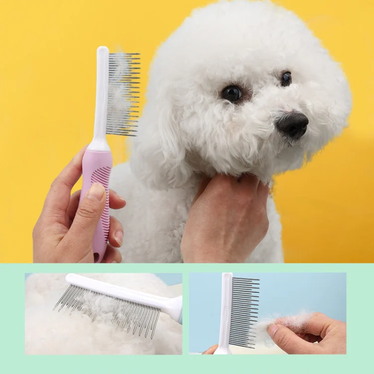 Pet Cats Grooming Needle Comb Dogs De-Floating Hair Cleaning Comb, Style: Thin Teeth (Green) - Image 7