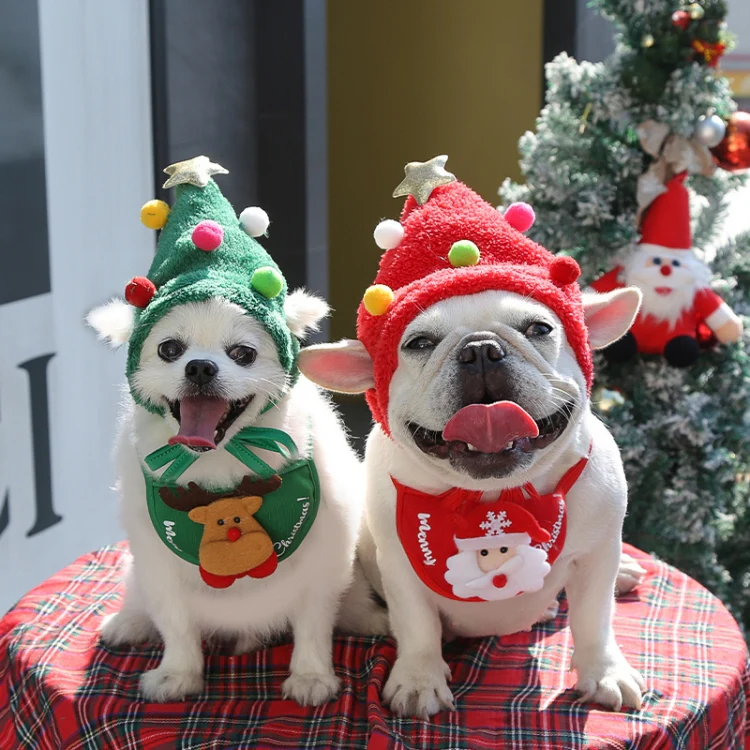 Pet Christmas Hat Saliva Festive Dressing Supplies, Color: White Hat S - Image 5