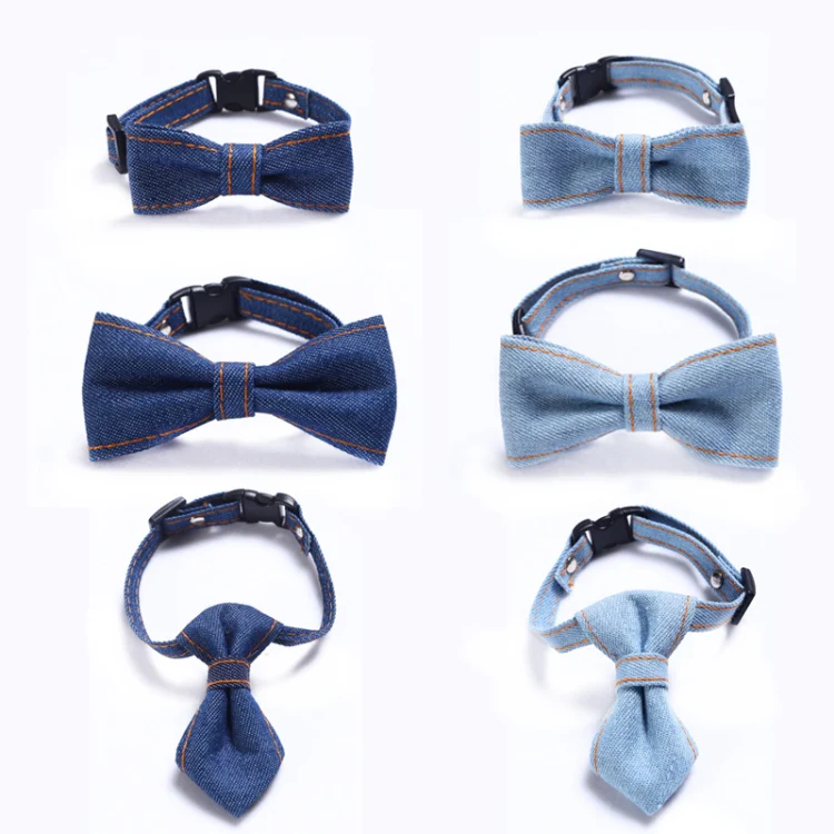 Pet Cowboy Bow Tie Collar Cats Dogs Adjustable Tie Collars Pet Accessories Supplies, Size:S 16-32cm, Style:Big Bowknot(Dark Blue) - Image 9