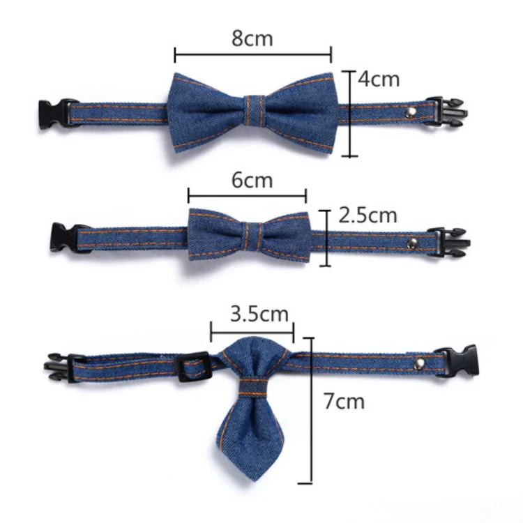 Pet Cowboy Bow Tie Collar Cats Dogs Adjustable Tie Collars Pet Accessories Supplies, Size:S 16-32cm, Style:Tie(Dark Blue) - Image 6