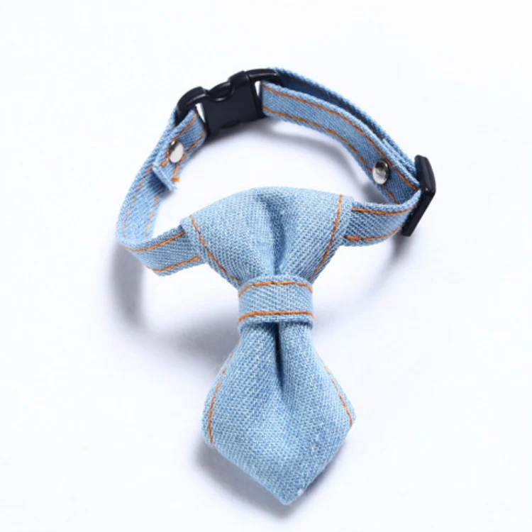 Pet Cowboy Bow Tie Collar Cats Dogs Adjustable Tie Collars Pet Accessories Supplies, Size:S 16-32cm, Style:Tie(Light Blue) - Image 2