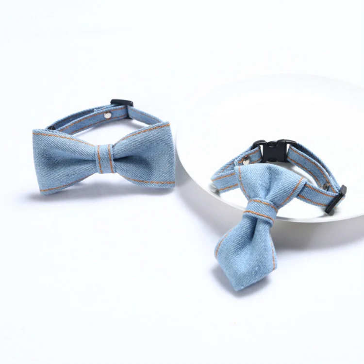 Pet Cowboy Bow Tie Collar Cats Dogs Adjustable Tie Collars Pet Accessories Supplies, Size:S 16-32cm, Style:Tie(Light Blue) - Image 3