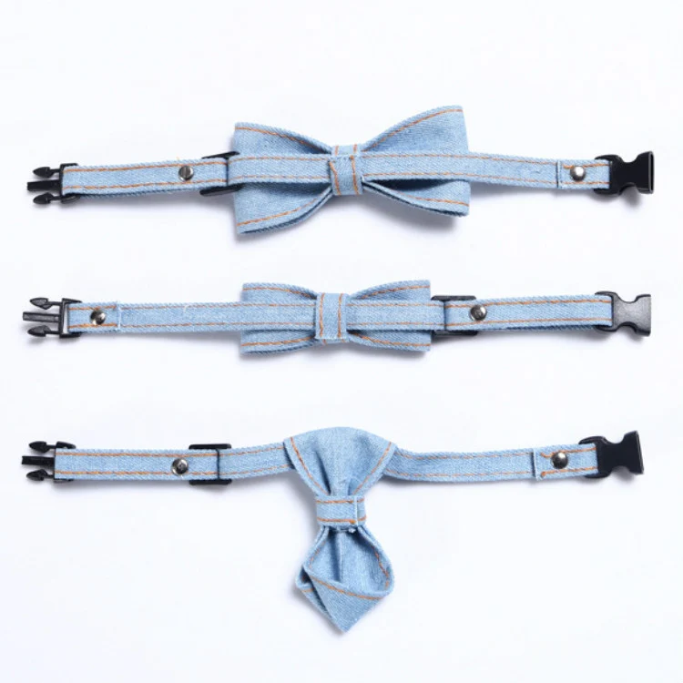 Pet Cowboy Bow Tie Collar Cats Dogs Adjustable Tie Collars Pet Accessories Supplies, Size:S 16-32cm, Style:Tie(Light Blue) - Image 4