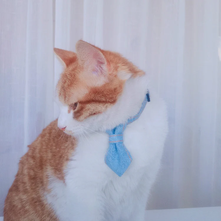 Pet Cowboy Bow Tie Collar Cats Dogs Adjustable Tie Collars Pet Accessories Supplies, Size:S 16-32cm, Style:Tie(Light Blue) - Image 7