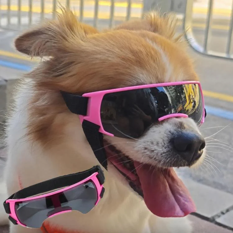 Pet Dog Sunglasses Soft Adjustable Sun Protection Pet Goggles For Small Medium Dogs(Pink)