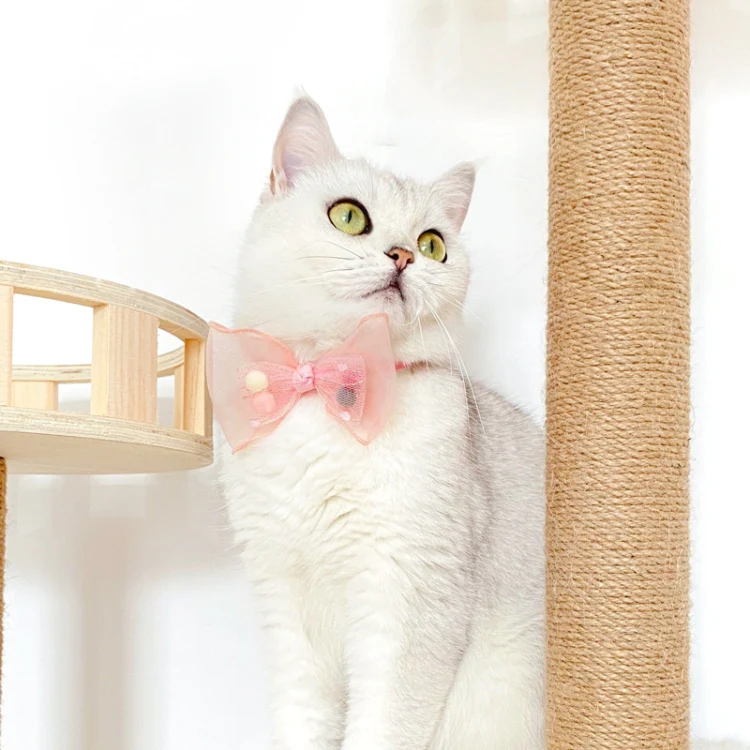 Pet Handmade Adjustable Cat Dog Bow Tie Collar, Size:S 17-32cm, Style:Pearl Flowers - Image 3