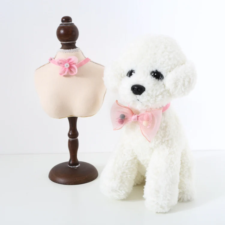 Pet Handmade Adjustable Cat Dog Bow Tie Collar, Size:S 17-32cm, Style:Pearl Flowers - Image 4