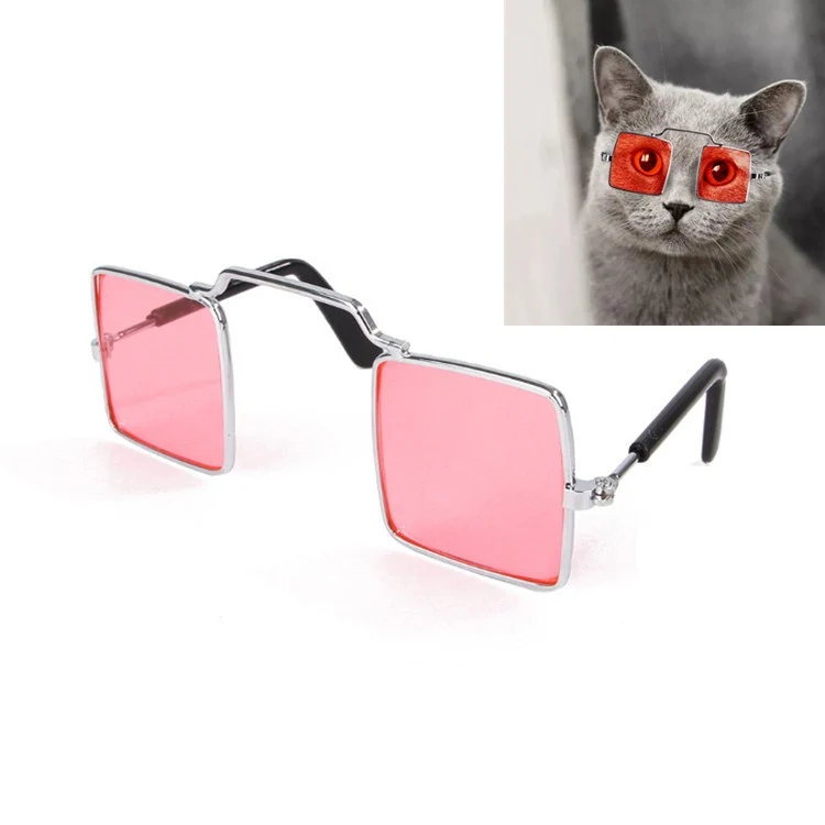 Pet Jewelry Cat Photo Funny Props Personality Glasses(Transparent Pink)