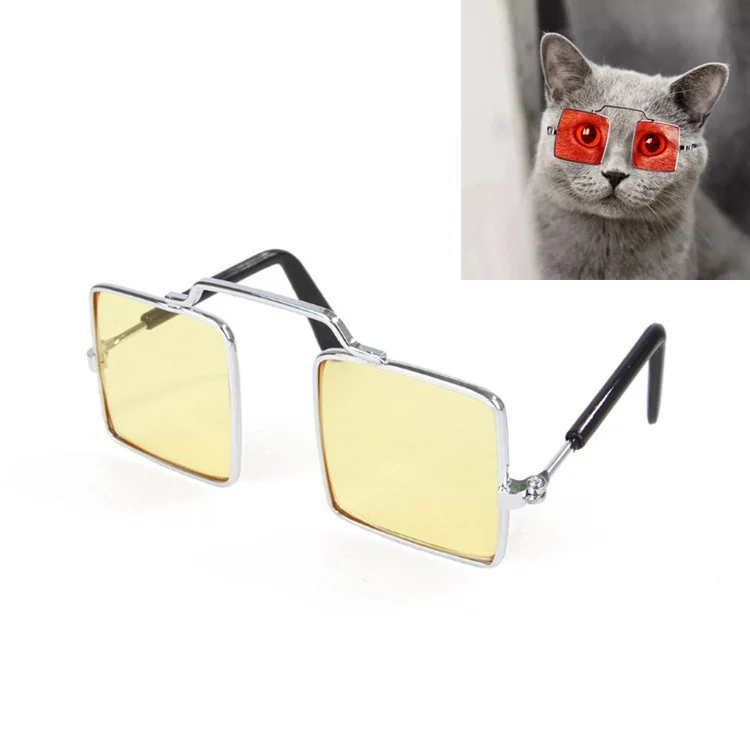 Pet Jewelry Cat Photo Funny Props Personality Glasses(Transparent Yellow)