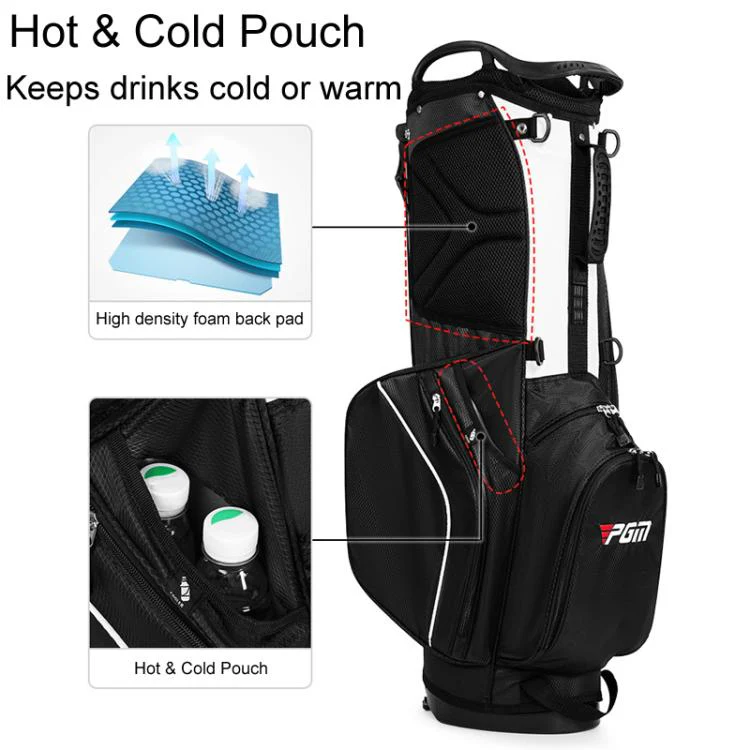 PGM QB147 Lightweight Protable Double Shoulder Golf Clubs Bag Unisex Holder Pack With 14 Slots For Poles(Black White) - Image 6