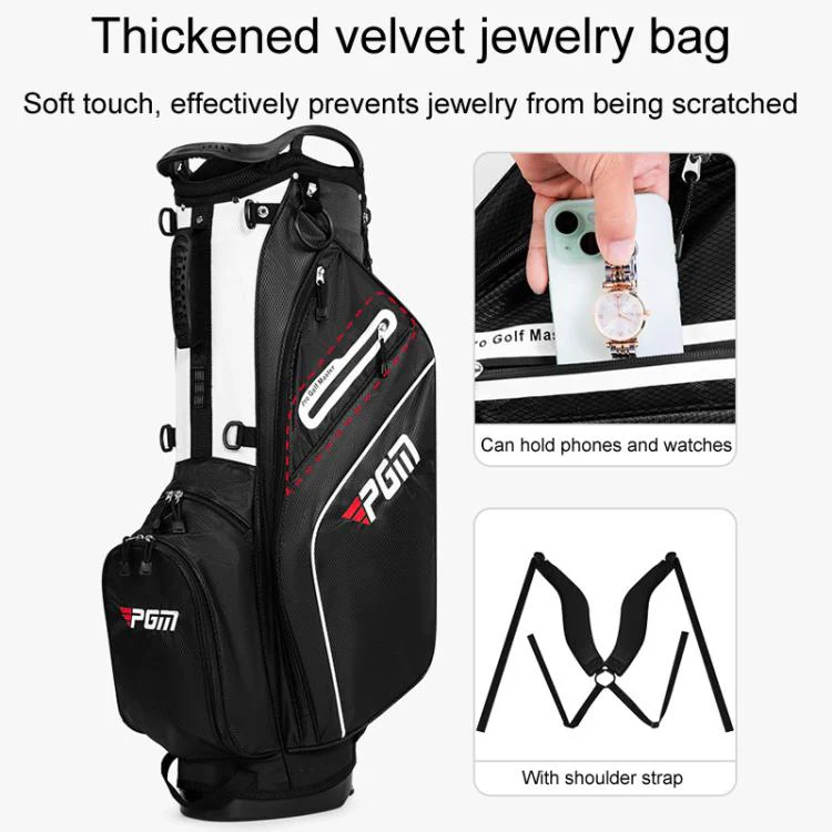 PGM QB147 Lightweight Protable Double Shoulder Golf Clubs Bag Unisex Holder Pack With 14 Slots For Poles(Black White) - Image 7