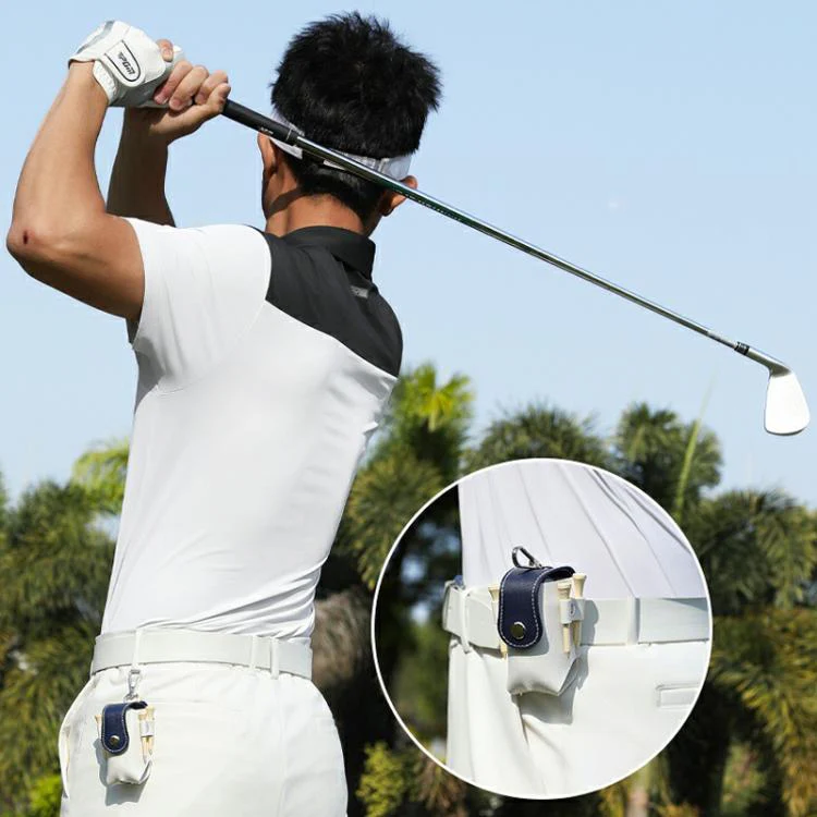 PGM QJ008 Unisex Portable Magnetic Closure Golf Ball Storage Belt Pouch(White Brown) - Image 9