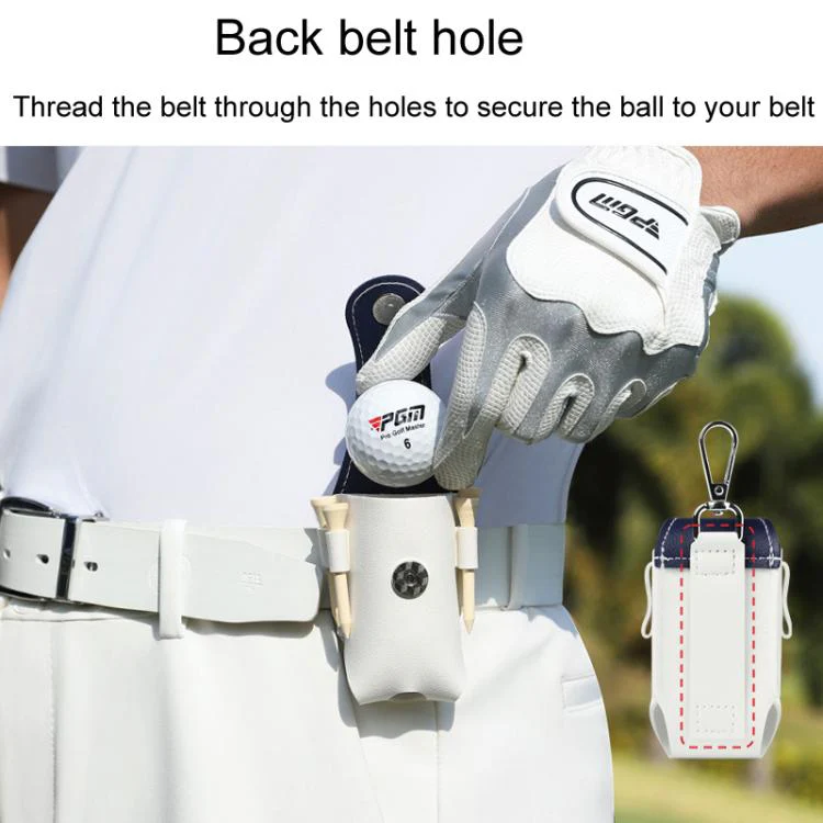 PGM QJ008 Unisex Portable Magnetic Closure Golf Ball Storage Belt Pouch(White Pink) - Image 6