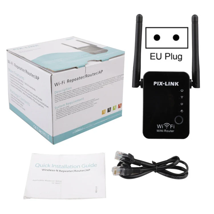 PIX-LINK 2.4G 300Mbps WiFi Signal Amplifier Wireless Router Dual Antenna Repeater(EU Plug) - Image 6