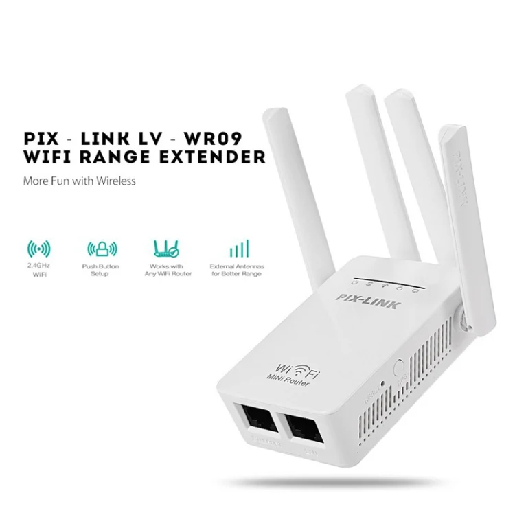 PIX-LINK LV-WR09 300Mbps WiFi Range Extender Repeater Mini Router(AU Plug) - Image 3