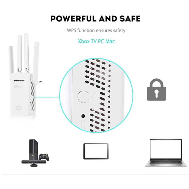 PIX-LINK LV-WR09 300Mbps WiFi Range Extender Repeater Mini Router(US Pulg) - Image 5