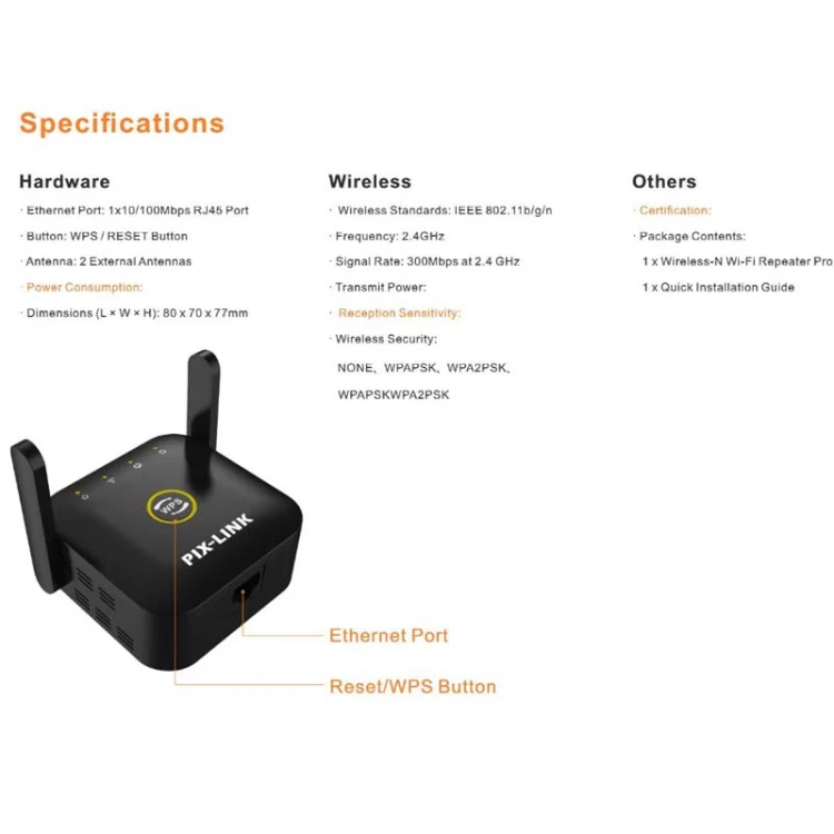 PIX-LINK WR22 300Mbps Wifi Wireless Signal Amplification Enhancement Extender, Plug Type:EU Plug(White) - Image 10
