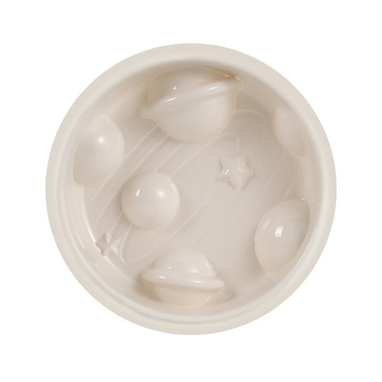 Planet Shape Pets Anti-Choking Slow Eating Bowl Cats And Dogs Spill Resistant Food Holder(White)