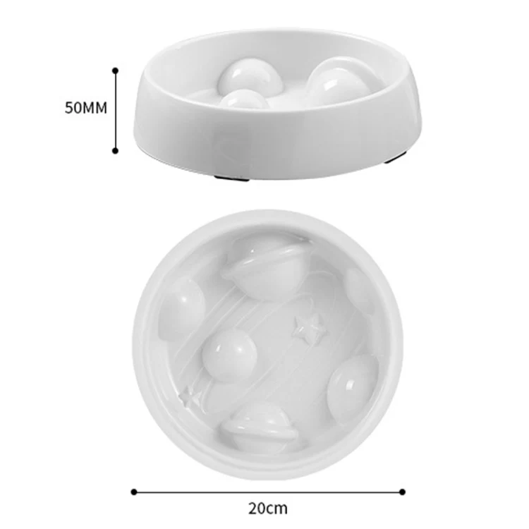 Planet Shape Pets Anti-Choking Slow Eating Bowl Cats And Dogs Spill Resistant Food Holder(White) - Image 3