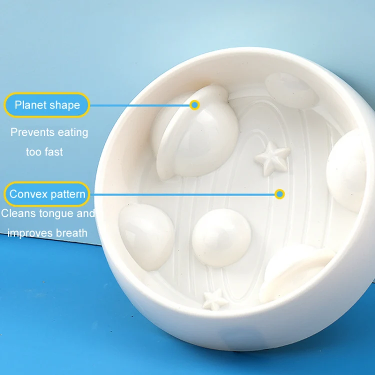Planet Shape Pets Anti-Choking Slow Eating Bowl Cats And Dogs Spill Resistant Food Holder(White) - Image 5