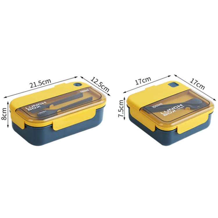 Plastic Compartment Lunch Box Microwaveable with Tableware(1.1L Blue) - Image 3