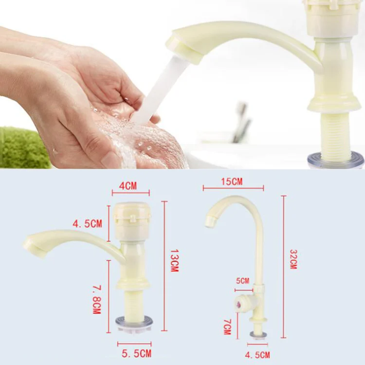 Plastic Kitchen Single Cold Sink Faucet Vertical Faucet, Specification: Hand Wheel - Image 8