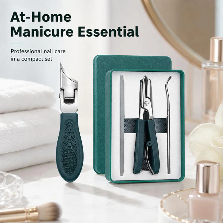Pointed Slant Nail Clipper, Nano Nail File, Nail Cleaner Pick Combo Nail Care Tool Set(Green) - Image 11