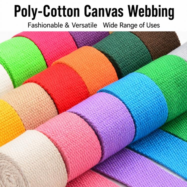 Polyester-Cotton Colorful Canvas Woven Band  50m, Width:3.8cm(Dark Blue) - Image 2