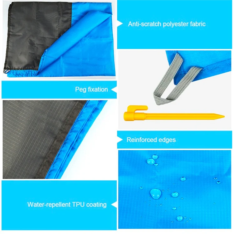 Polyester Waterproof Plaid Cloth Pocket Picnic Mat Outdoor Camping Beach Mat, Size: 2.1 x 2m(Purple + Gray) - Image 5