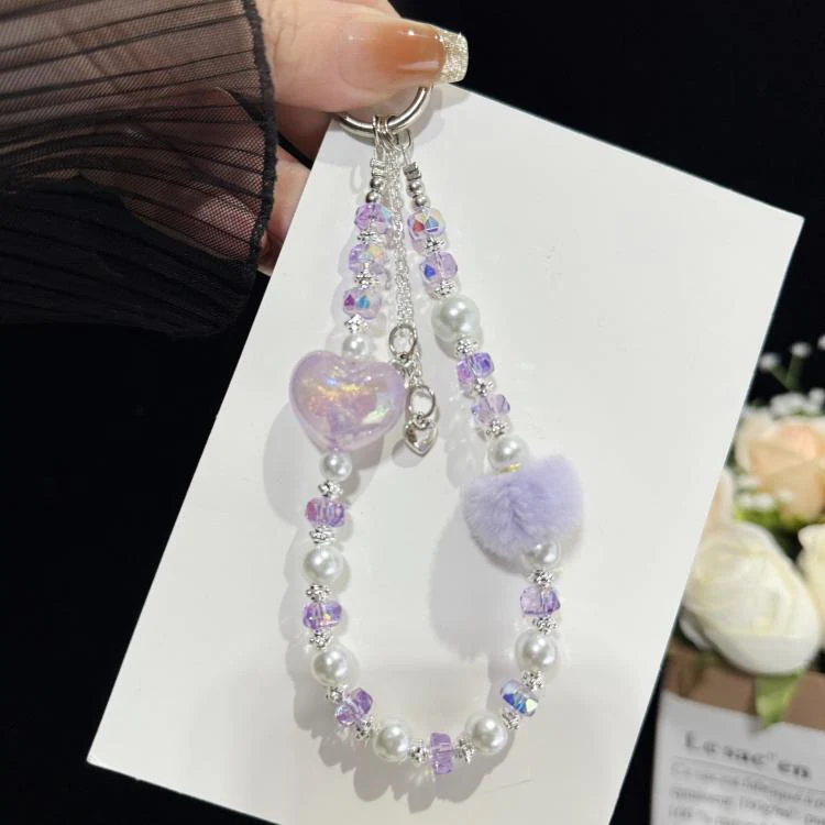 Pom-pom Sweetheart Iridescent Crystal Chain(Purple)