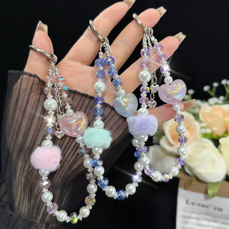 Pom-pom Sweetheart Iridescent Crystal Chain(Purple) - Image 2