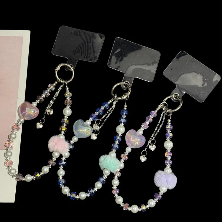 Pom-pom Sweetheart Iridescent Crystal Chain(Purple) - Image 3