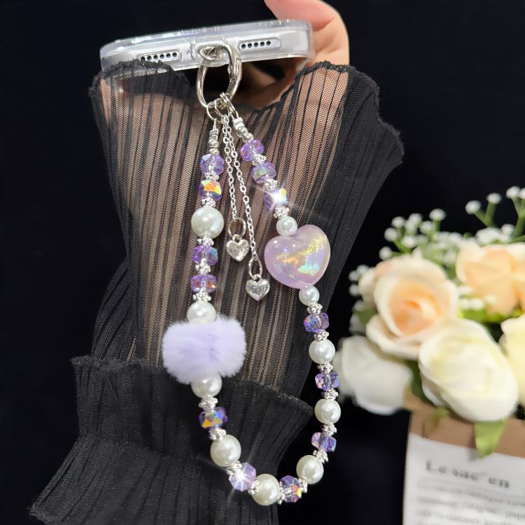 Pom-pom Sweetheart Iridescent Crystal Chain(Purple) - Image 6