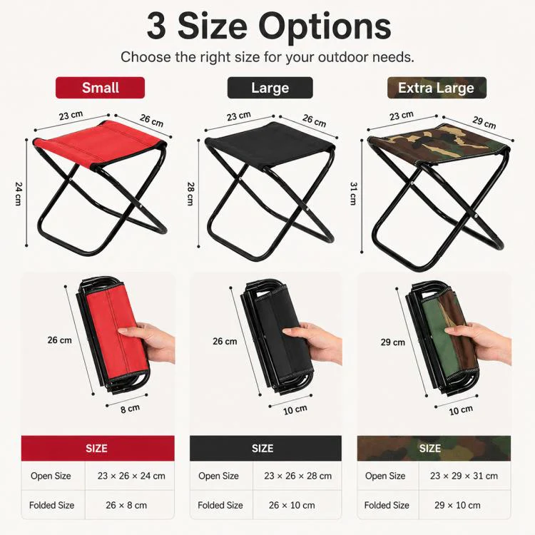 Portable Folding Outdoor Stool Mini Chair for Travel Fishing, Style:Extra Large-Blue Camo - Image 7