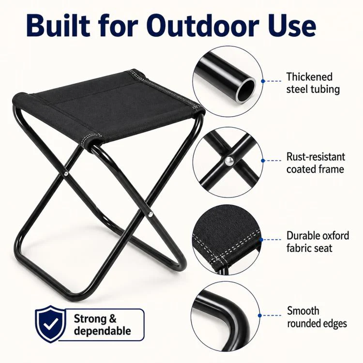 Portable Folding Outdoor Stool Mini Chair for Travel Fishing, Style:Large-Red - Image 4