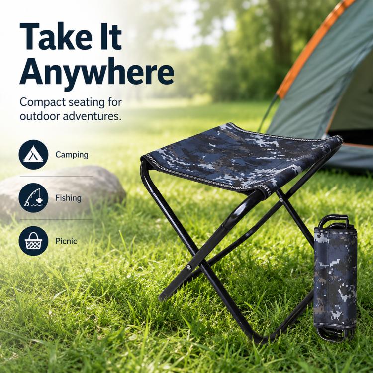 Portable Folding Outdoor Stool Mini Chair for Travel Fishing, Style:Small-Black - Image 8