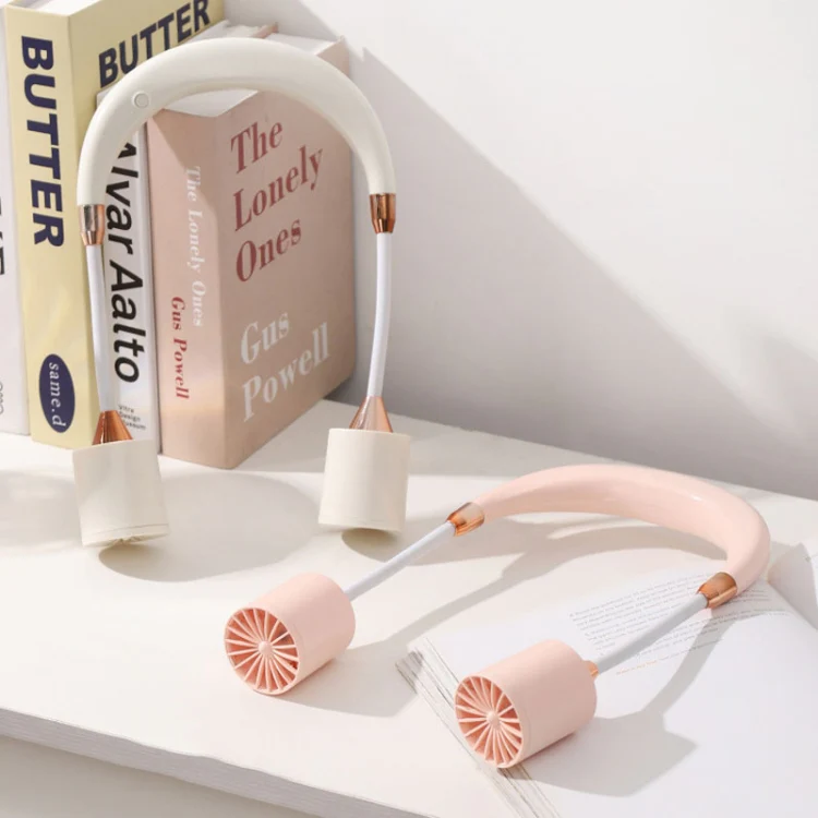 Portable Hanging Neck Fan USB Charging Long Life Outdoor Small Fan(Pink) - Image 2