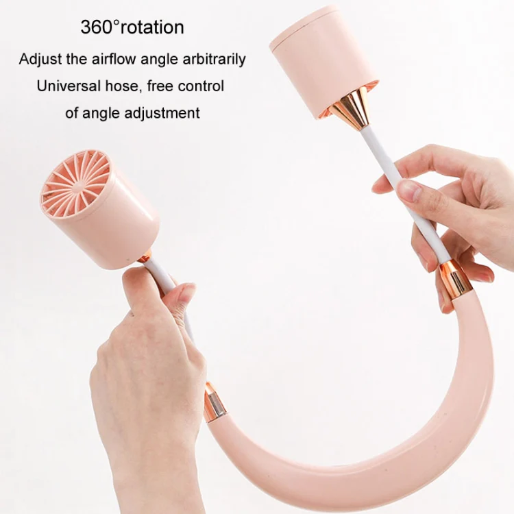 Portable Hanging Neck Fan USB Charging Long Life Outdoor Small Fan(Pink) - Image 4