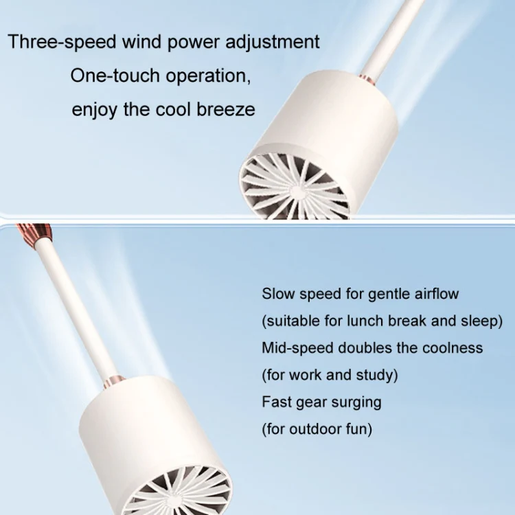 Portable Hanging Neck Fan USB Charging Long Life Outdoor Small Fan(Pink) - Image 6