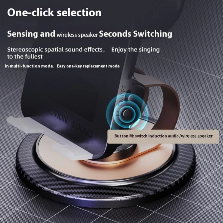 Portable Induction Bluetooth Speaker Rotating Mobile Phone Tablet Stand, Spec: Bass Diaphragm - Image 3