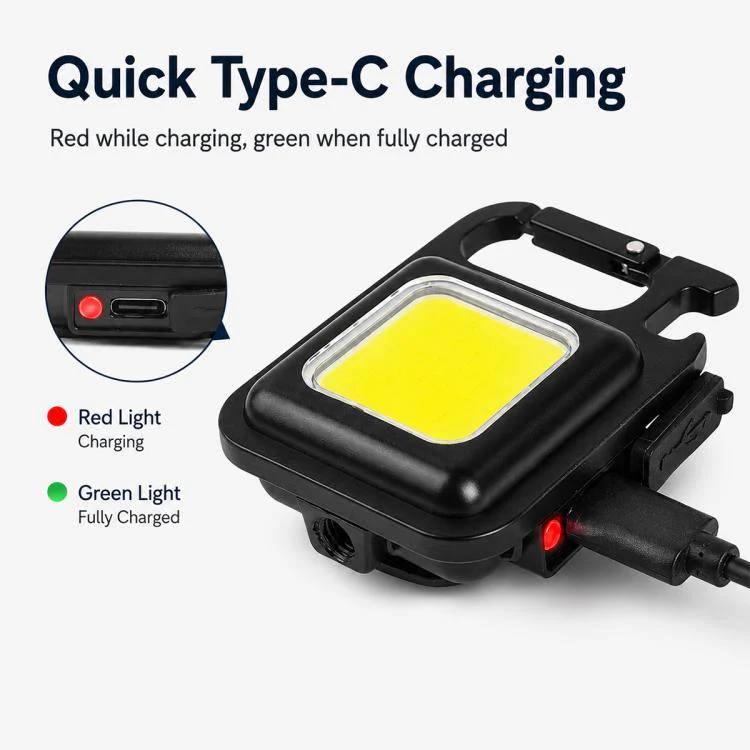 Portable Keychain Camping Light Mini COB LED Flashlight, Model:150mAh(黑色) - Image 9