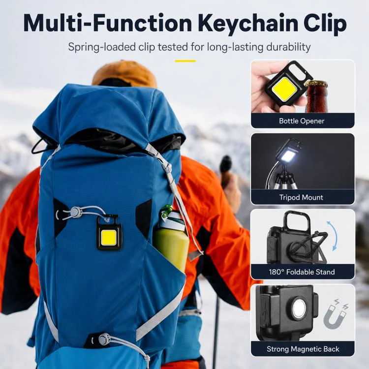 Portable Keychain Camping Light Mini COB LED Flashlight, Model:500mAh(黑色) - Image 11