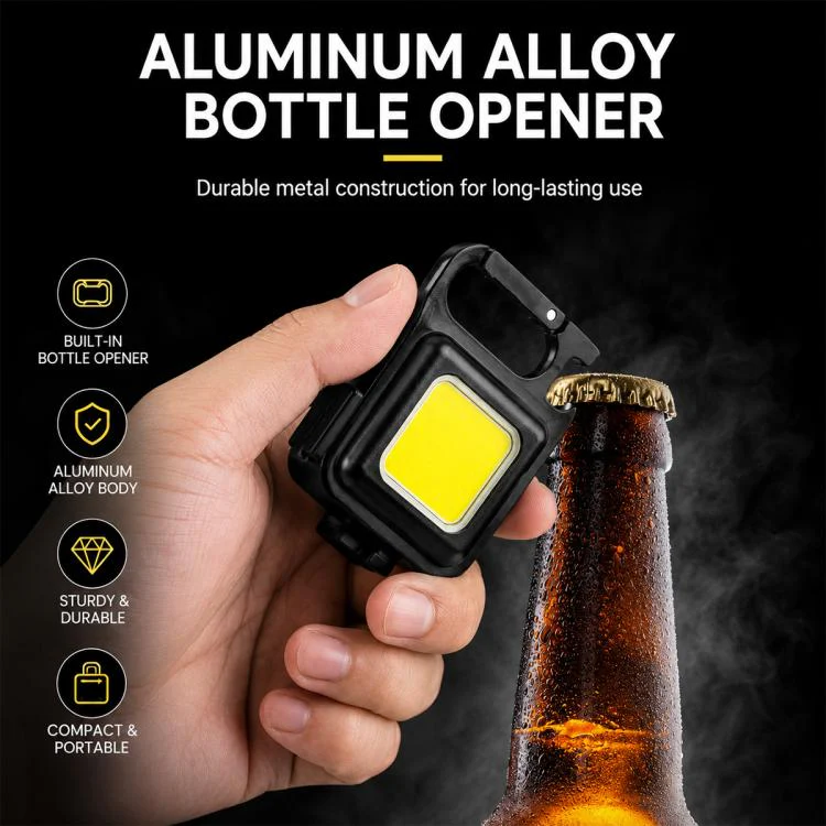 Portable Keychain Camping Light Mini COB LED Flashlight, Model:500mAh(黑色) - Image 12