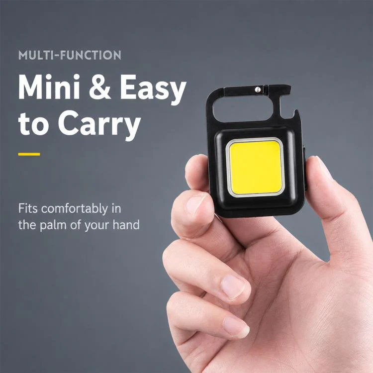 Portable Keychain Camping Light Mini COB LED Flashlight, Model:800mAh(黑色) - Image 4