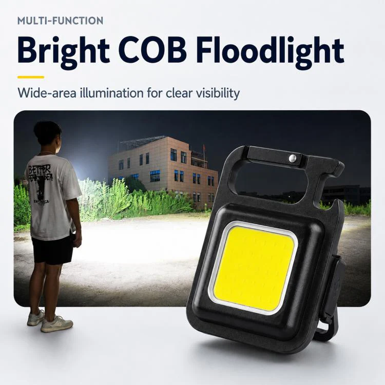 Portable Keychain Camping Light Mini COB LED Flashlight, Model:800mAh(黑色) - Image 5