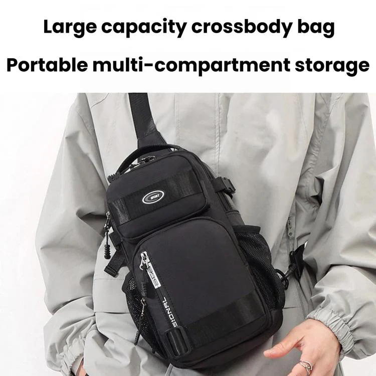 Portable Men Sports Chest Bag, Large Capacity Casual Shoulder Bag(Black) - Image 2